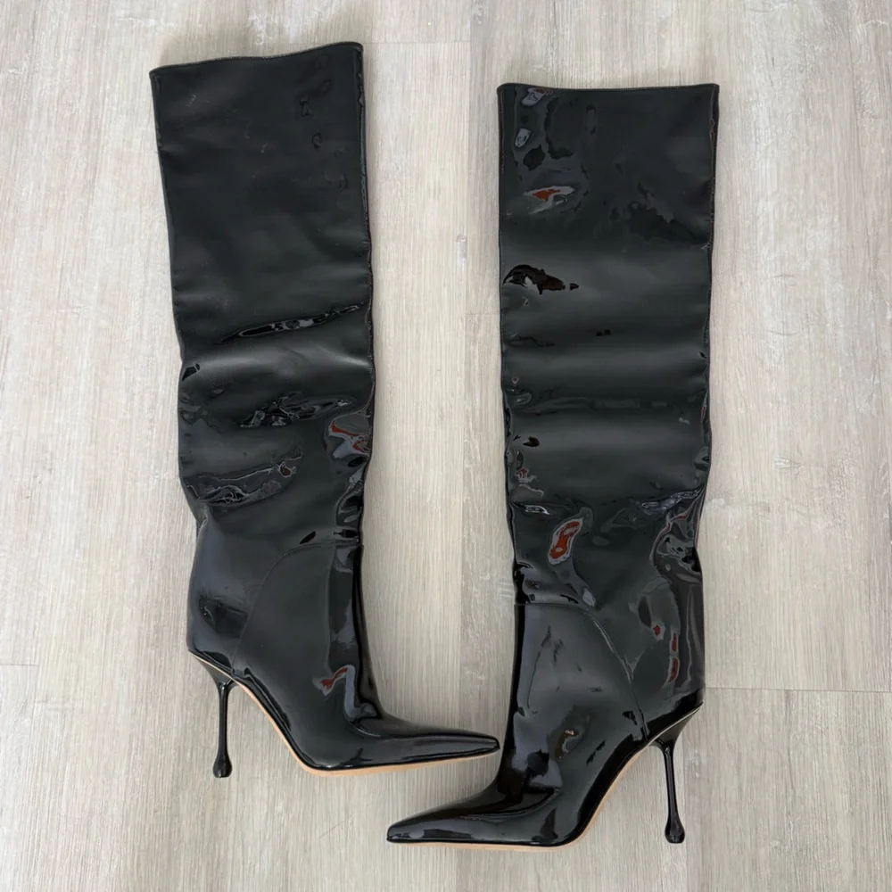 New Jimmy Choo Cycas 95 leather over-the-knee boots 37 $2,050